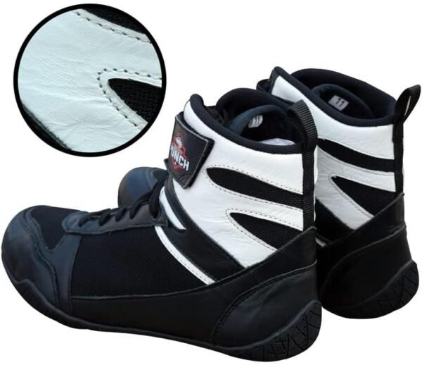 Black Breathable Leather Boxing and Wrestling Shoes - Image 2