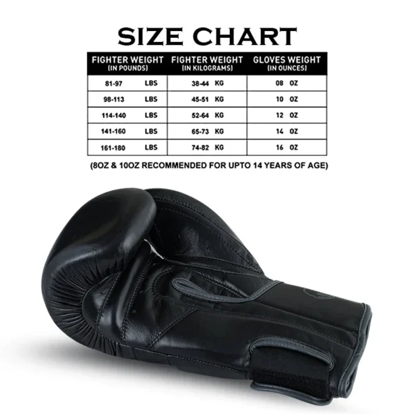 RightPunch Genuine Leather Boxing Gloves Black - Image 7