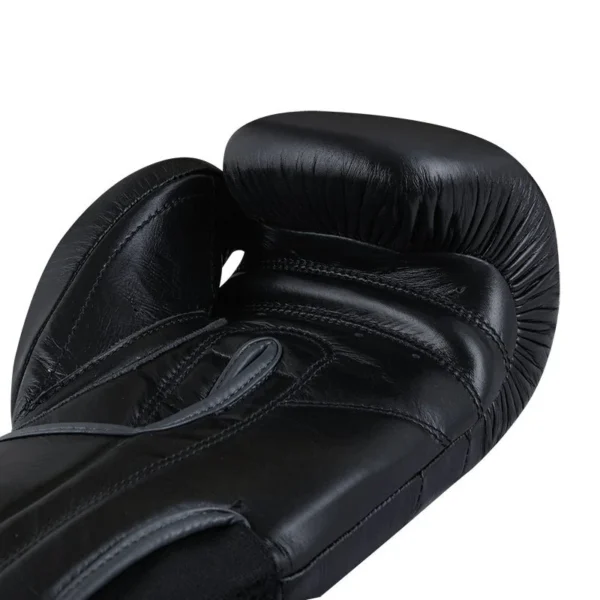 RightPunch Genuine Leather Boxing Gloves Black - Image 3