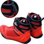Red Breathable Leather Boxing Shoes