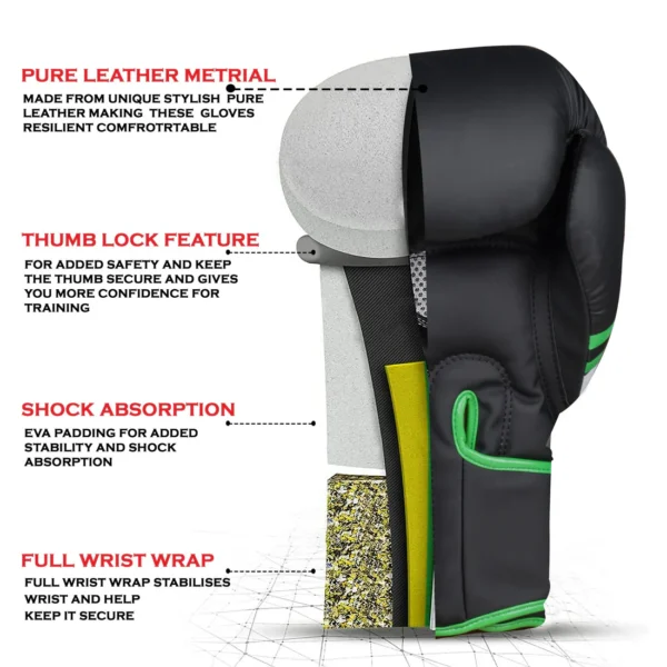 RightPunch Green Synthetic Leather Boxing Gloves - Image 4