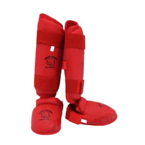 Red Karate and Taekwondo Shin Pads