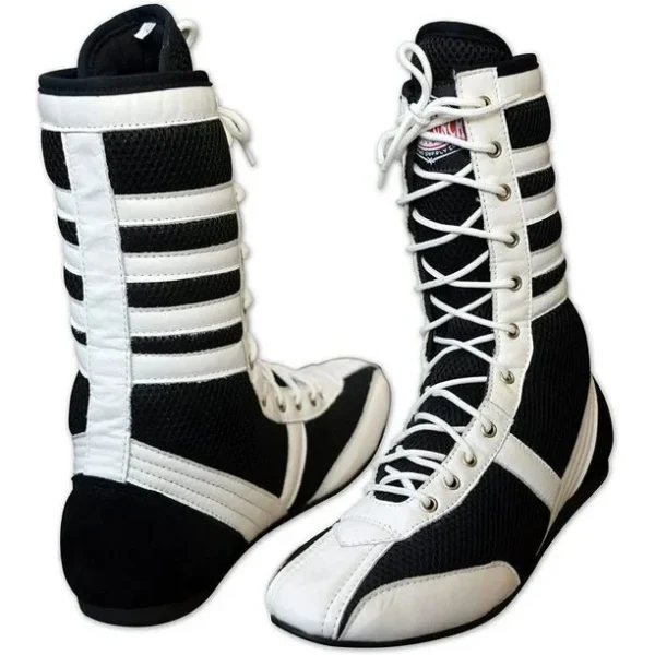 Long Boxing Shoes Anti Slip and Lightweight Black and White - Image 6