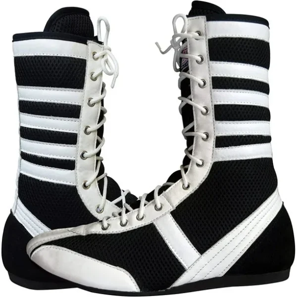 Long Boxing Shoes Anti Slip and Lightweight Black and White - Image 2