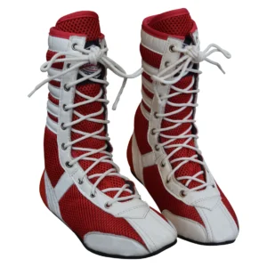 Long Boxing Shoes Anti Slip and Lightweight Red and White