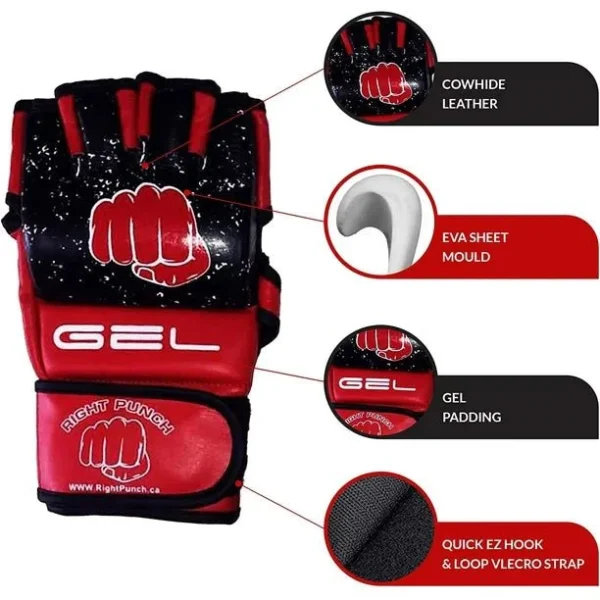 RightPunch Red Cowhide Leather MMA Sparring Gloves - Image 4