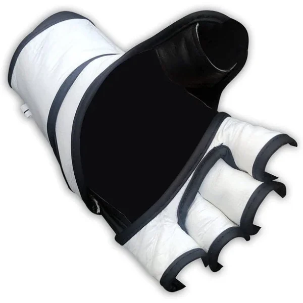 RightPunch White Cowhide Leather MMA Sparring Gloves - Image 2