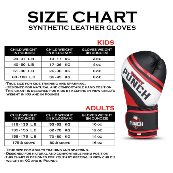 RightPunch Red Synthetic Leather Boxing Gloves - Image 8