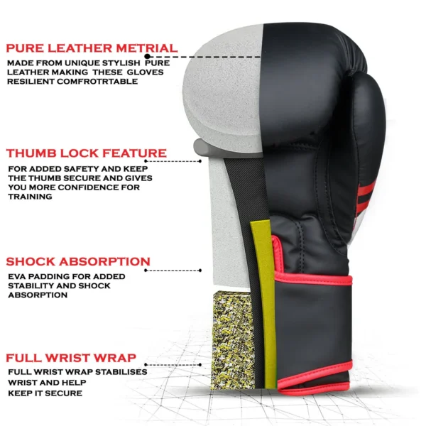 RightPunch Red Synthetic Leather Boxing Gloves - Image 2