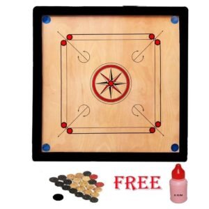 Wooden Carrom Board Set with Coins and Powder