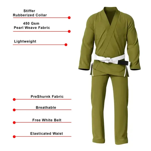 RightPunch Olive Green BJJ Uniform With Free Belt - Image 9