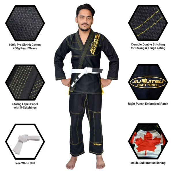 RightPunch Black Bjj Gi for Kids With Free Belt - Image 6