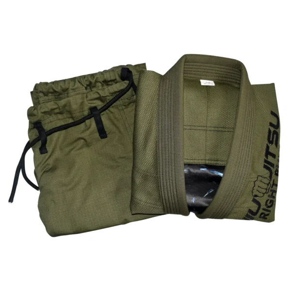 RightPunch Olive Green Bjj Gi for Kids With Free Belt - Image 2