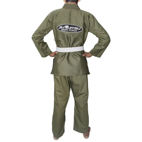RightPunch Olive Green Bjj Gi for Kids With Free Belt - Image 5