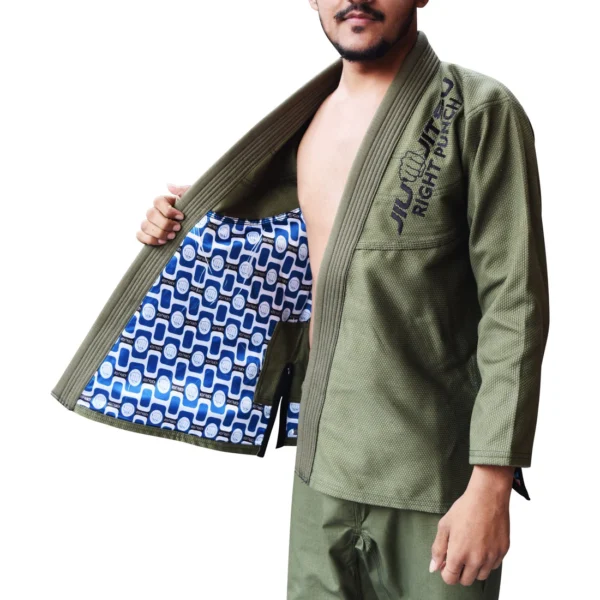 RightPunch Olive Green Bjj Gi for Kids With Free Belt - Image 4