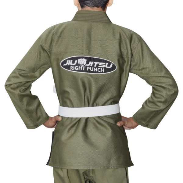 RightPunch Olive Green Bjj Gi for Kids With Free Belt - Image 7
