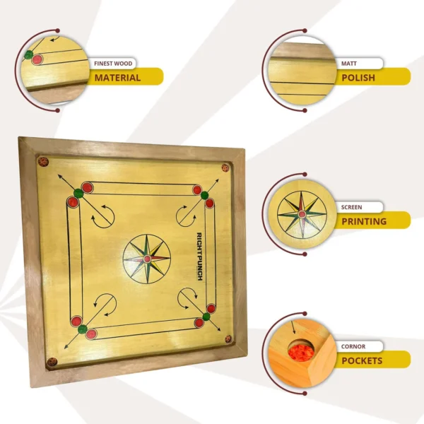 RightPunch Wooden Carrom Board Game Set
