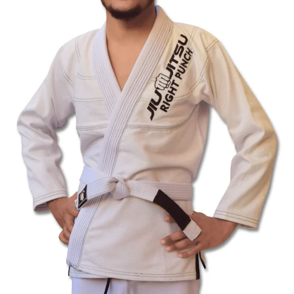RightPunch White Bjj Gi for Kids With Free Belt - Image 3