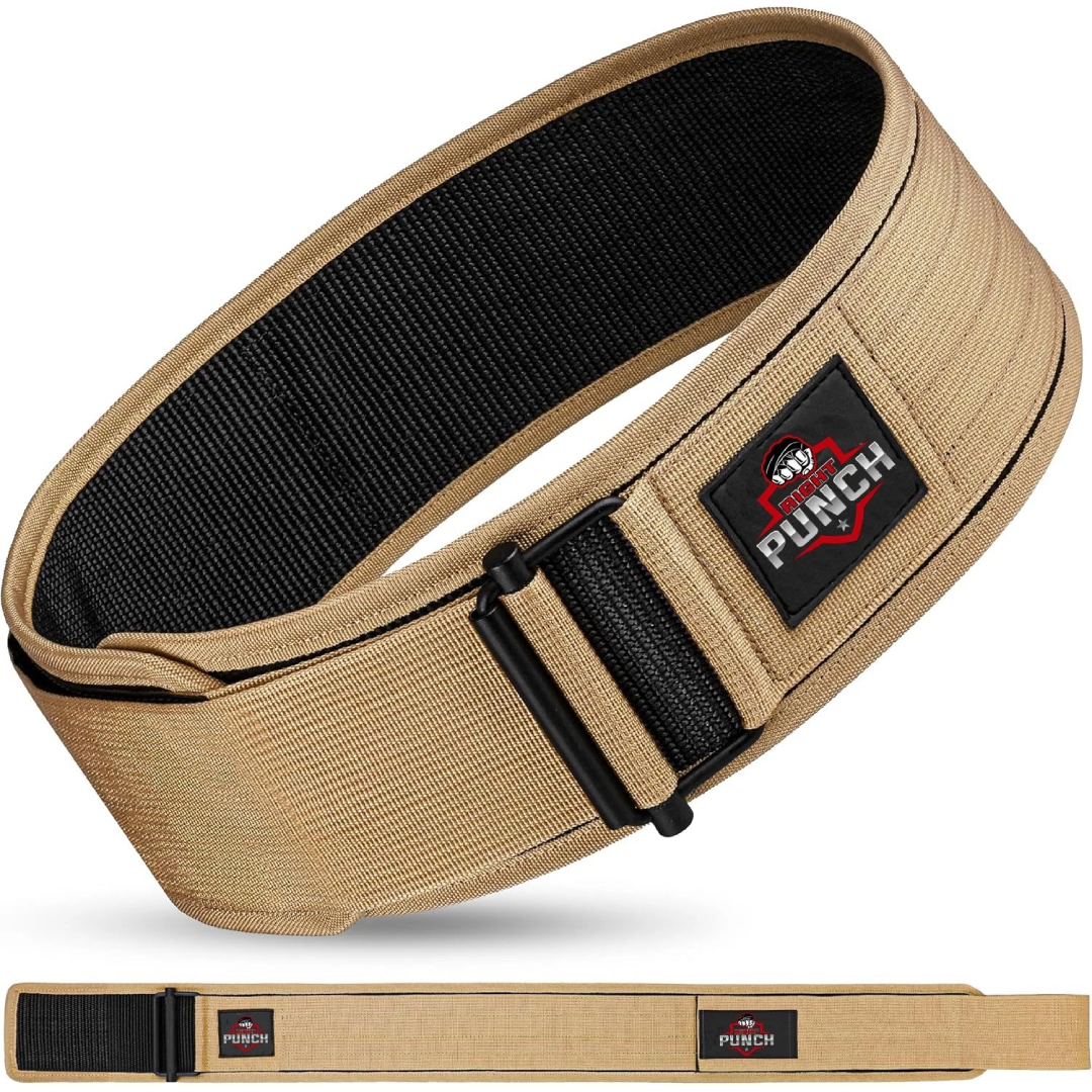 RightPunch Black Self Locking Gym Belt 3 RightPunch Ranger Tan Self Locking Gym Belt