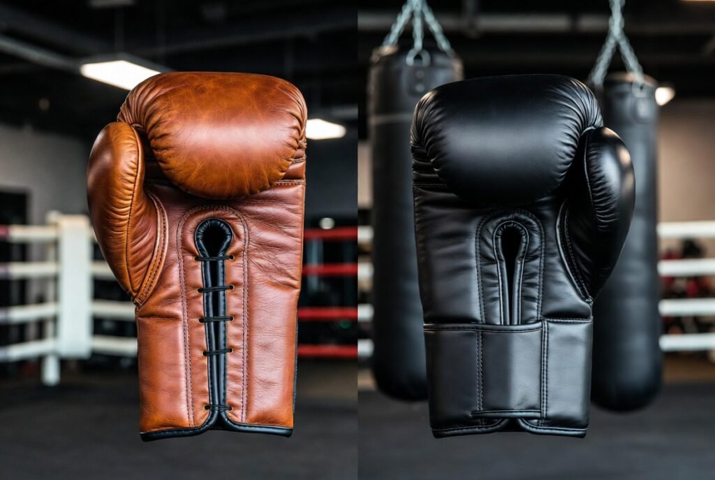 Leather vs Synthetic Boxing Gloves — Which Is Better ? 1 Leather vs synthetic boxing gloves comparison showing material differences for boxing training and sparring